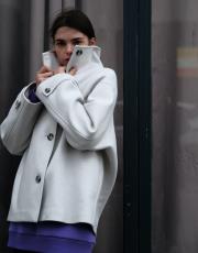 qooq up kısa kaşe kaban gri