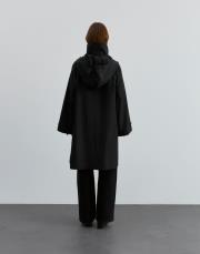 kapüşonlu fermuarlı trenç siyah siyah 2