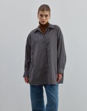 oversize desenli gömlek kahve kahve