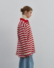 düğmeli çizgili triko kırmızı kırmızı 2