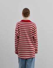 düğmeli çizgili triko kırmızı kırmızı 3