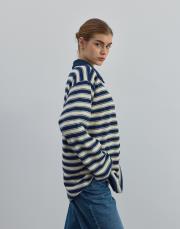 düğmeli çizgili triko mavi mavi 2