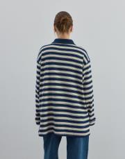 düğmeli çizgili triko mavi mavi 3