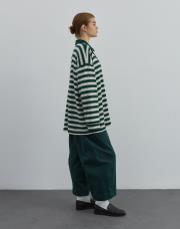 düğmeli çizgili triko yeşil yeşil 2