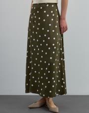 puantiyeli saten etek yeşil yeşil