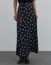 puantiyeli saten etek siyah siyah