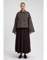 kruvaze kısa trenç haki haki