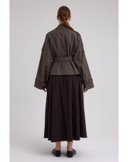 kruvaze kısa trenç haki haki 3