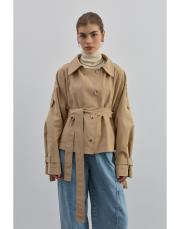 kruvaze kısa trenç bej bej