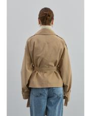 kruvaze kısa trenç bej bej 3