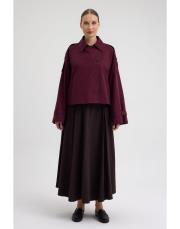 kruvaze kısa trenç bordo bordo