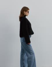 peluş crop ceket siyah siyah 3