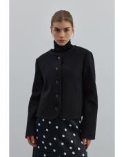 kaşe crop ceket siyah