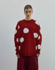 puantiyeli kazak bordo bordo