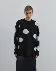 puantiyeli kazak siyah siyah