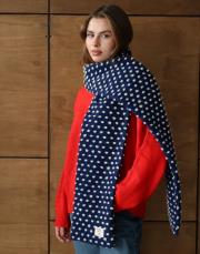 yün puantiyeli atkı mavi mavi