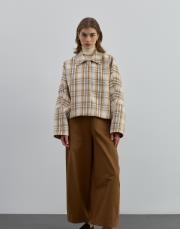 crop ekose ceket hardal hardal