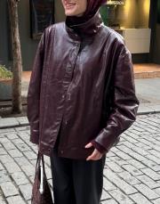deri ceket bordo bordo