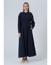 pileli elbise lacivert lacivert