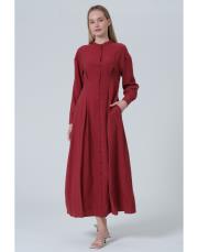 pileli elbise bordo bordo