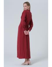 pileli elbise bordo bordo 4