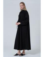 büzgülü elbise siyah siyah 2