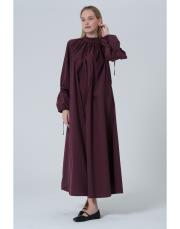 büzgülü elbise mürdüm mürdüm 2