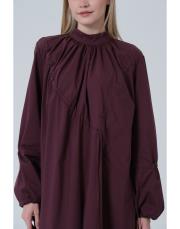 büzgülü elbise mürdüm mürdüm 3