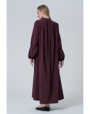 büzgülü elbise mürdüm mürdüm 4