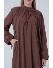 büzgülü elbise kahve kahve 3