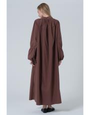 büzgülü elbise kahve kahve 4