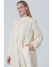 büzgülü elbise bej bej 3