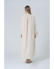 büzgülü elbise bej bej 4