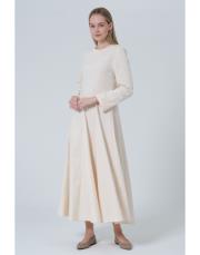 fit elbise ekru ekru