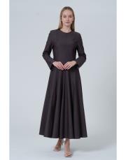 fit elbise kahve kahve