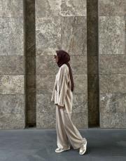 up kimono takım bej